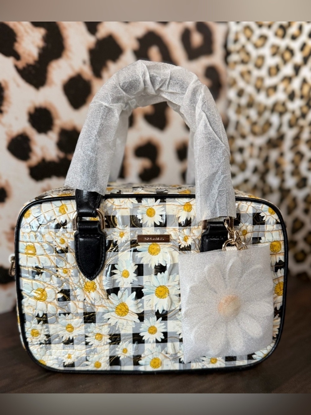 Brahmin Mara Multi Petaline Daisy plaid print Leather Adorable bag NWT Crossbody - Picture 7 of 9